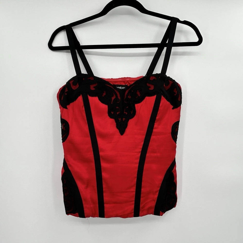Vintage Y2K‎ Bebe Womens Bustier Corset Top Size M Whimsigoth Vamp Lace Up Satin